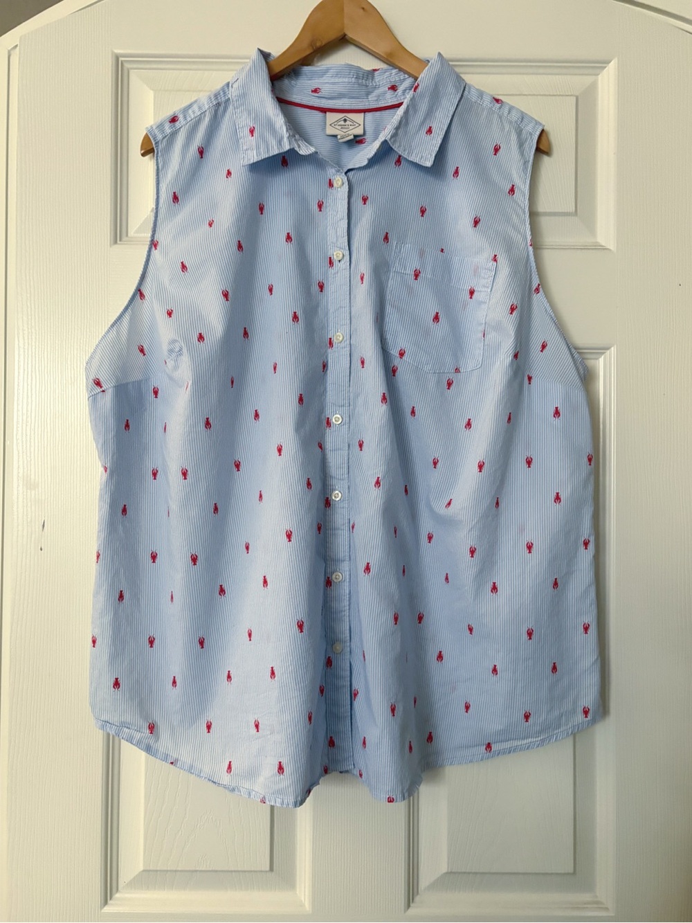 ST. JOHNS BAY Striped Lobster Print Cotton Top Size 3X Sleeveless Summer Coastal